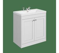 Balterley Butterton 800mm Floor Standing 2 Door Unit With Minimalist Basin 3 Tap Hole - Satin White