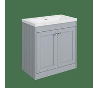 Balterley Butterton 800mm Floor Standing 2 Door Unit With Minimalist Basin No Tap Hole - Satin Grey