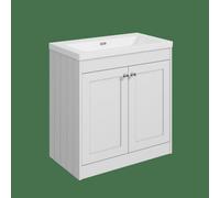 Balterley Butterton 800mm Floor Standing 2 Door Unit With Minimalist Basin No Tap Hole - Satin White