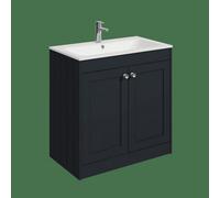 Balterley Butterton 800mm Floor Standing 2 Door Unit With Stone Basin 1 Tap Hole - Satin Dark Grey