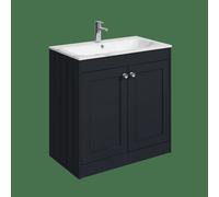 Balterley Butterton 800mm Floor Standing 2 Door Unit With Stone Basin 1 Tap Hole - Satin Dark Grey