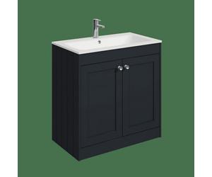 Balterley Butterton 800mm Floor Standing 2 Door Unit With Stone Basin 1 Tap Hole - Satin Dark Grey