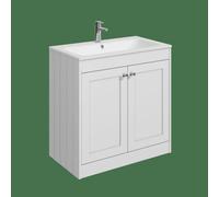 Balterley Butterton 800mm Floor Standing 2 Door Unit With Stone Basin 1 Tap Hole - Satin White