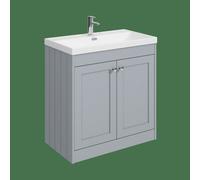 Balterley Butterton 800mm Floor Standing 2 Door Unit With Thin Edge Basin 1 Tap Hole - Satin Grey