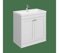 Balterley Butterton 800mm Floor Standing 2 Door Unit With Thin Edge Basin 1 Tap Hole - Satin White