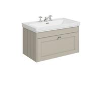 Balterley Butterton 800mm Wall Hung 1 Drawer Unit With Classic Basin 3 Tap Hole - Pebble Grey