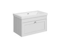 Balterley Butterton 800mm Wall Hung 1 Drawer Unit With Classic Basin No Tap Hole - Satin White