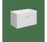 Balterley Butterton 800mm Wall Hung 1 Drawer Unit With Minimalist Basin No Tap Hole - Satin White