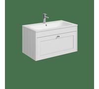 Balterley Butterton 800mm Wall Hung 1 Drawer Unit With Stone Basin 1 Tap Hole - Satin White