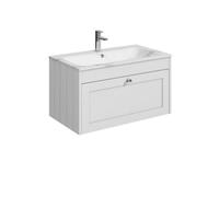 Balterley Butterton 800mm Wall Hung 1 Drawer Unit With Stone Basin 1 Tap Hole, Satin White