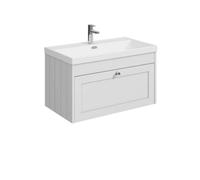Balterley Butterton 800mm Wall Hung 1 Drawer Unit With Thin Edge Basin 1 Tap Hole - Satin White