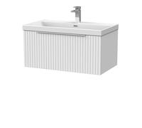 Balterley Callingwood Contemporary Wall Hung 1 Drawer Vanity Unit With Thin-Edge Ceramic Basin , 800mm, Matt White