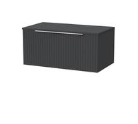 Balterley Callingwood Contemporary Wall Hung 1 Drawer Vanity Unit With Laminate Worktop , 800mm, Dark Grey