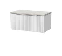 Balterley Callingwood Contemporary Wall Hung 1 Drawer Vanity Unit With White Sparkle Laminate Worktop , 800mm, Matt White