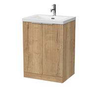 Balterley Callingwood 2 Door Vanity & 1TH Fireclay Basin, Autumn Oak - 600mm in Brown Balterley Brown