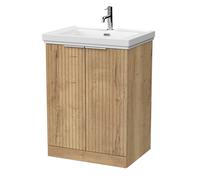 Balterley Callingwood 2 Door Vanity & 1TH Fireclay Basin, Autumn Oak - 600mm in Brown Balterley Brown