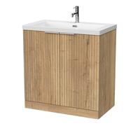 Balterley Callingwood 2 Door Vanity & 1TH Fireclay Basin, Autumn Oak - 800mm in Brown Balterley Brown
