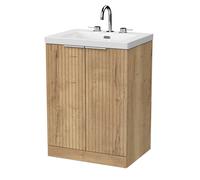 Balterley Callingwood 2 Door Vanity & 3TH Fireclay Basin, Autumn Oak - 600mm in Brown Balterley Brown