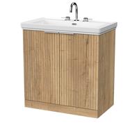 Balterley Callingwood 2 Door Vanity & 3TH Fireclay Basin, Autumn Oak - 800mm in Brown Balterley Brown