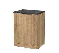 Balterley Callingwood 2 Door Vanity & Black Pietra Top, Autumn Oak - 600mm in Brown Balterley Brown