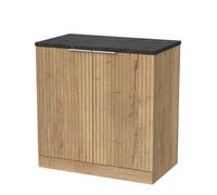 Balterley Callingwood 2 Door Vanity & Black Pietra Top, Autumn Oak - 800mm in Brown Balterley Brown