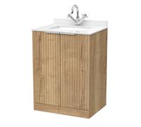 Balterley Callingwood 2 Door Vanity & Marble Top & Basin, Autumn Oak - 600mm in Brown Balterley Brown