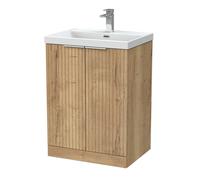 Balterley Callingwood 2 Door Vanity & Thin Edge Basin, Autumn Oak - 600mm in Brown Balterley Brown
