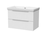 Balterley Callingwood Contemporary Wall Hung 2 Drawer Vanity Unit With Traditional 0 Tap Hole Fireclay Basin , 800mm, Matt White