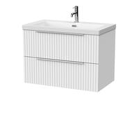 Balterley Callingwood Contemporary Wall Hung 2 Drawer Vanity Unit With 1 Tap Hole Fireclay Basin , 800mm, Matt White