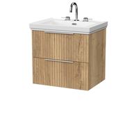 Balterley Callingwood 2 Drawer Vanity & 3TH Fireclay Basin, Autumn Oak - 600mm in Brown Balterley Brown