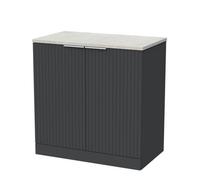 Balterley Callingwood Contemporary Floor Standing 2 Door Vanity Unit With White Sparkle Laminate Worktop , 800mm, Dark Grey