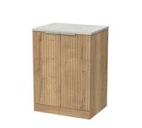 Balterley Callingwood Contemporary Floor Standing 2 Door Vanity Unit With White Sparkle Laminate Worktop , 600mm, Autumn Oak