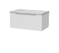 Balterley Callingwood Contemporary Wall Hung 1 Drawer Vanity Unit With Bellato Grey Laminate Worktop , 800mm, Matt White