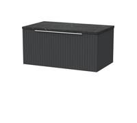 Balterley Callingwood Contemporary Wall Hung 1 Drawer Vanity Unit With Black Pietra Marble Laminate Worktop , 800mm, Dark Grey