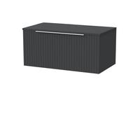 Balterley Callingwood Contemporary Wall Hung 1 Drawer Vanity Unit With Laminate Worktop , 800mm, Dark Grey