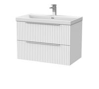 Balterley Callingwood Contemporary Wall Hung 2 Drawer Vanity Unit With Thin-Edge Ceramic Basin , 800mm, Matt White