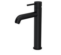 Round Minimalist Tall Mono Basin Mixer Tap - Matt Black