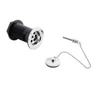 Balterley Ceramic Basin Waste With Brass Plug & Brass Chain, Slotted Design - Chrome Finish