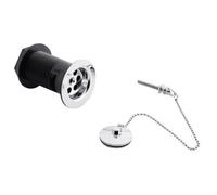 Balterley Ceramic Basin Waste With Brass Plug & Brass Chain, Slotted Design - Chrome Finish