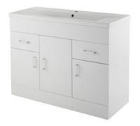 Balterley Charnes 1000mm 3 Door 2 Drawer Gloss White Floor Standing Cabinet With Basin