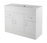 Balterley Charnes 1000mm 3 Door 2 Drawer Gloss White Floor Standing Cabinet With Basin