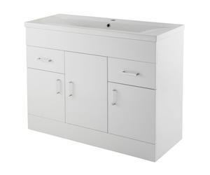 Balterley Charnes 1000mm 3 Door 2 Drawer Gloss White Floor Standing Cabinet With Basin