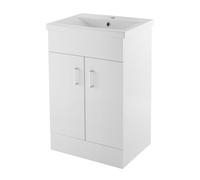 Balterley Charnes 500mm 2 Door Gloss White Floor Standing Cabinet With Basin