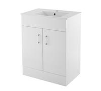 Balterley Charnes 600mm 2 Door Gloss White Floor Standing Cabinet With Basin