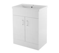 Balterley Charnes 600mm 2 Door Gloss White Floor Standing Cabinet With Basin