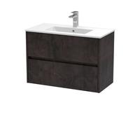Balterley Chartley Contemporary 2 Drawer Wall Hung Vanity Unit With Minimalist Basin, Metallic Slate, 800mm