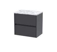 Chartley Contemporary 2 Drawer Wall Hung Vanity Unit with Laminate Worktop, 600mm