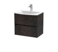 Balterley Chartley Contemporary 2 Drawer Wall Hung Vanity Unit With Curved Basin, Metallic Slate, 600mm