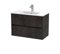 Balterley Chartley Contemporary 2 Drawer Wall Hung Vanity Unit With Minimalist Basin, Metallic Slate, 800mm