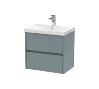 Balterley Chartley Contemporary 2 Drawer Wall Hung Vanity Unit With Thin Edge Basin, Coastal Grey, 600mm